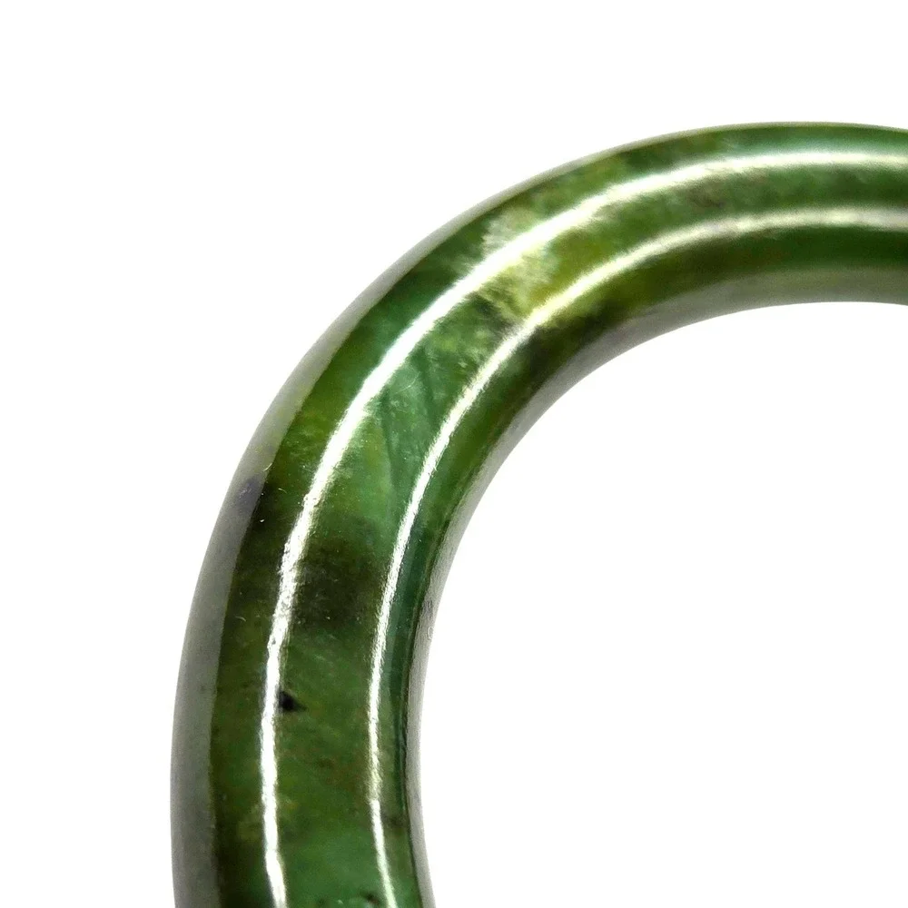 Vintage Bangle Bracelet Serpentine 7.25in Green Natural Stone Polished Solid
